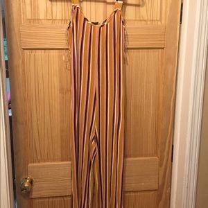 Women’s Striped Strappy Jumpsuit - Yellow - NEW
